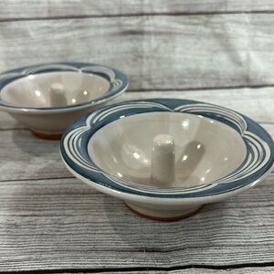 The Original Apple Baker —Blue on White Combed Rim, 6.25” diameter. Apple